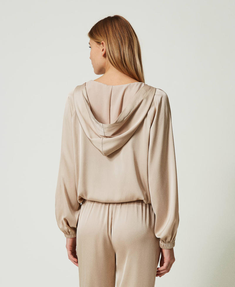 Satin blouse with hood Champagne Woman 241LL2FFF_10286_04