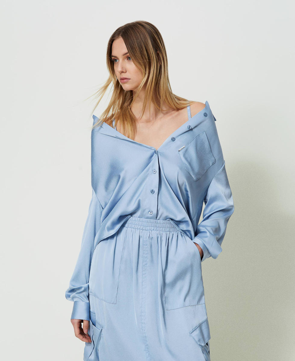 Chemise bleu satin sales