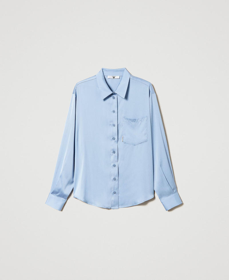 Satin shirt with breast pocket