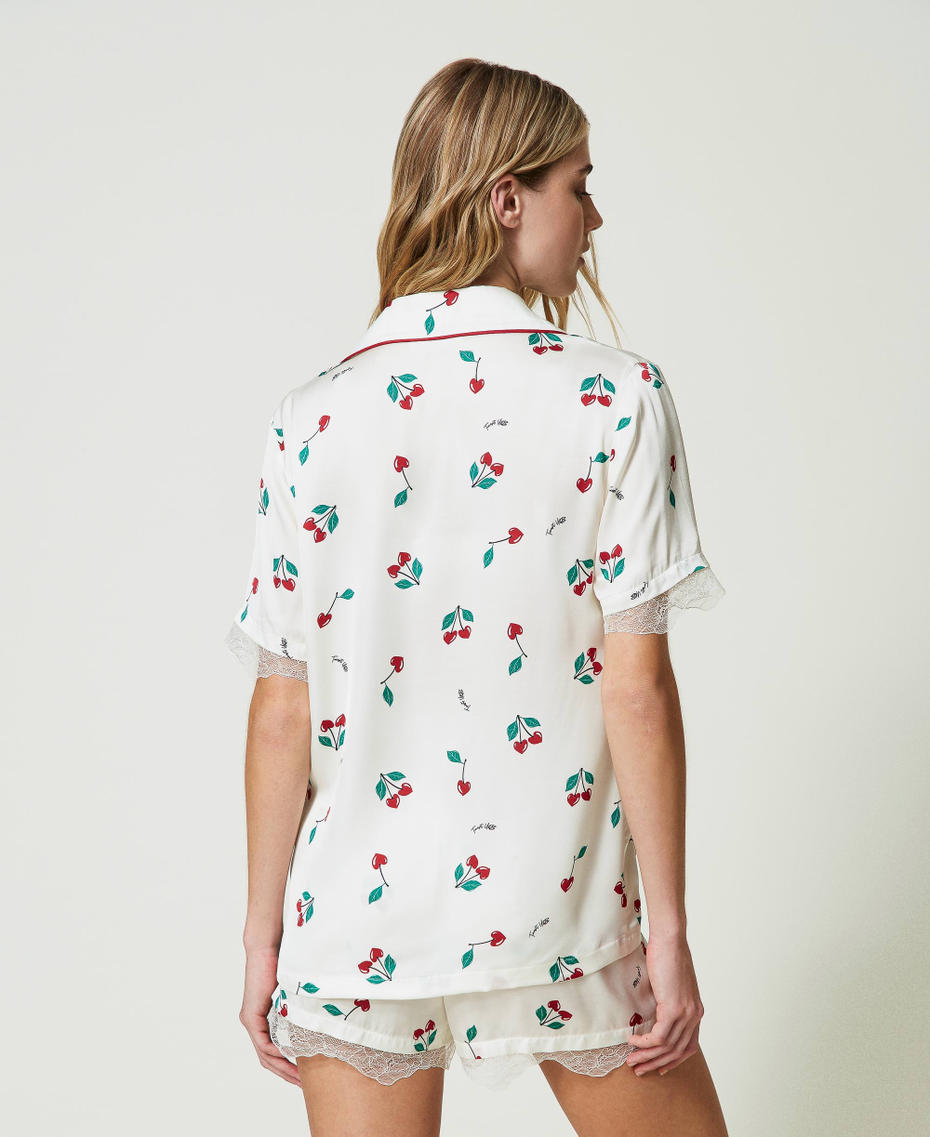 Satin tunic with cherry print