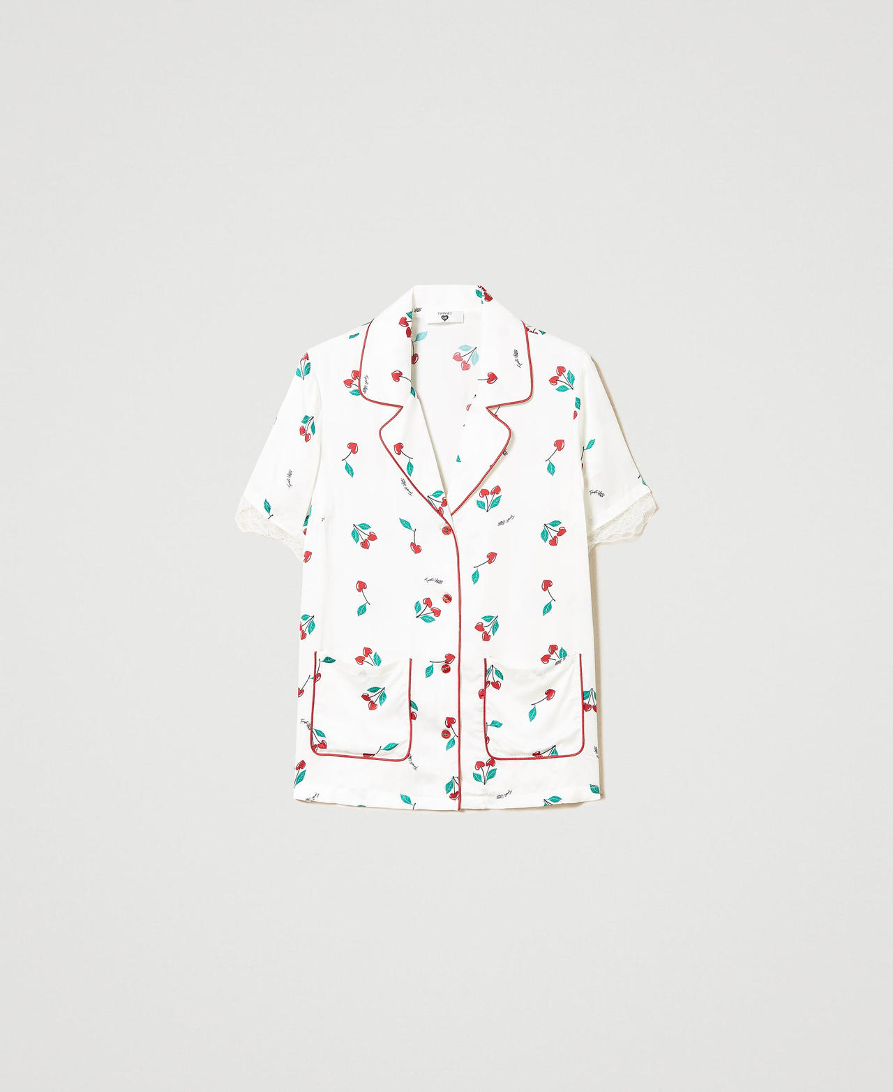 Satin tunic with cherry print