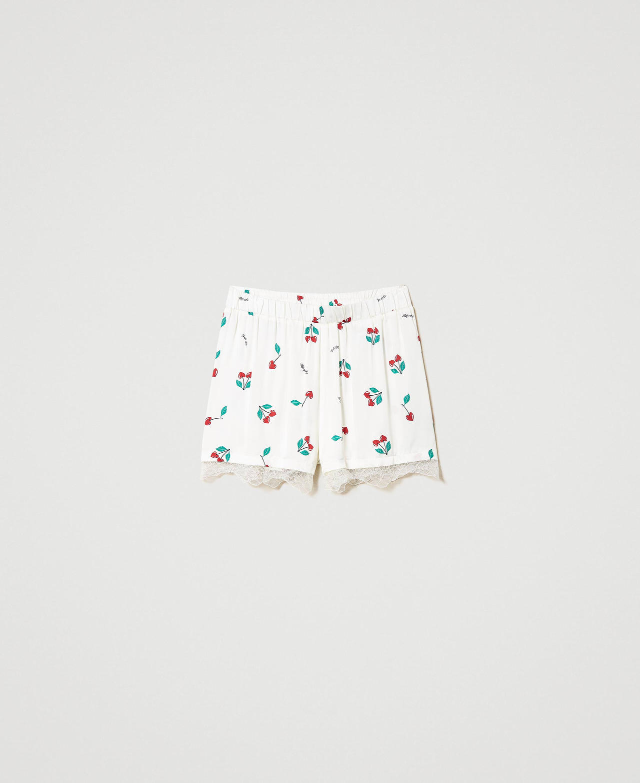 Short en satin avec imprimé cerises