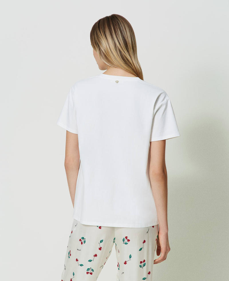 T-shirt con stampa ciliegia Stampa Cherry / Antique White Donna 241LL2HFF-03
