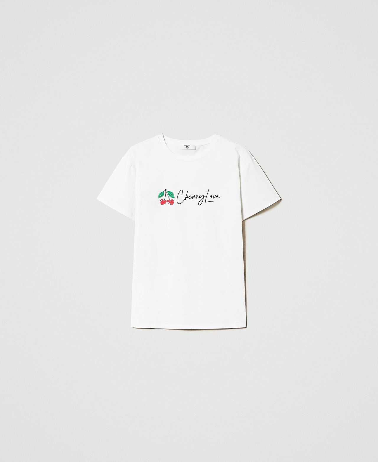 T-Shirt mit Kirschprint Print Cherry / Antique White Frau 241LL2HFF-0S