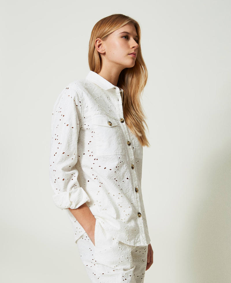 Twill shirt with broderie anglaise Off White Woman 241LL2JAA-02