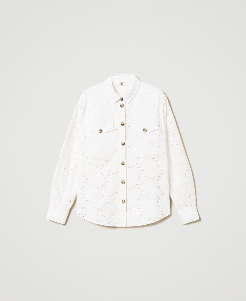 Twill shirt with broderie anglaise Off White Woman 241LL2JAA-0S