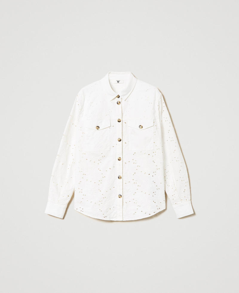 Chemise en sergé avec broderie anglaise