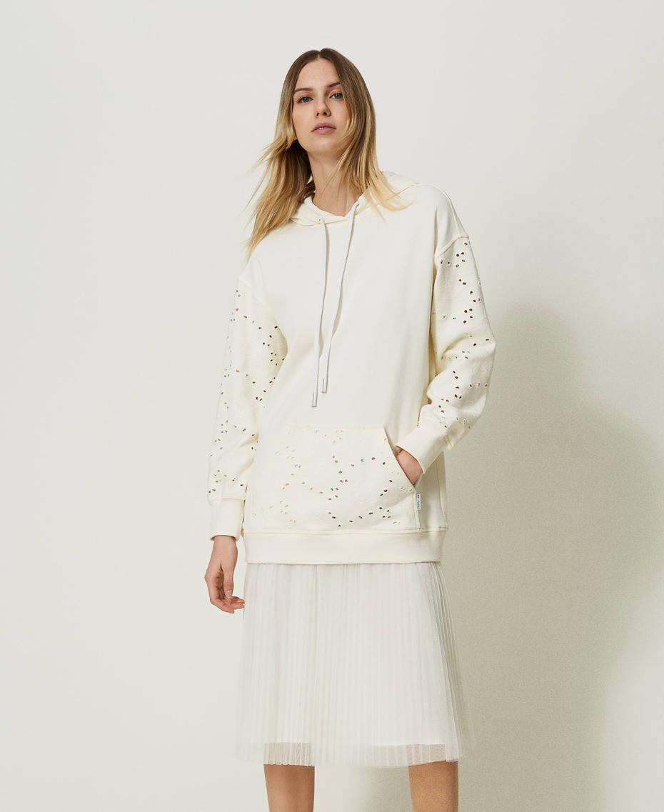 Abito longuette in felpa e tulle