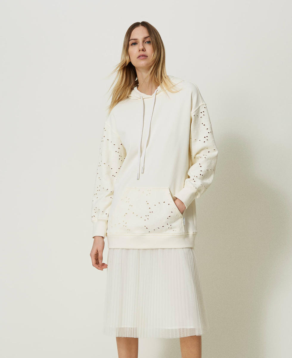 Midikleid aus Sweatstoff und T&uuml;ll