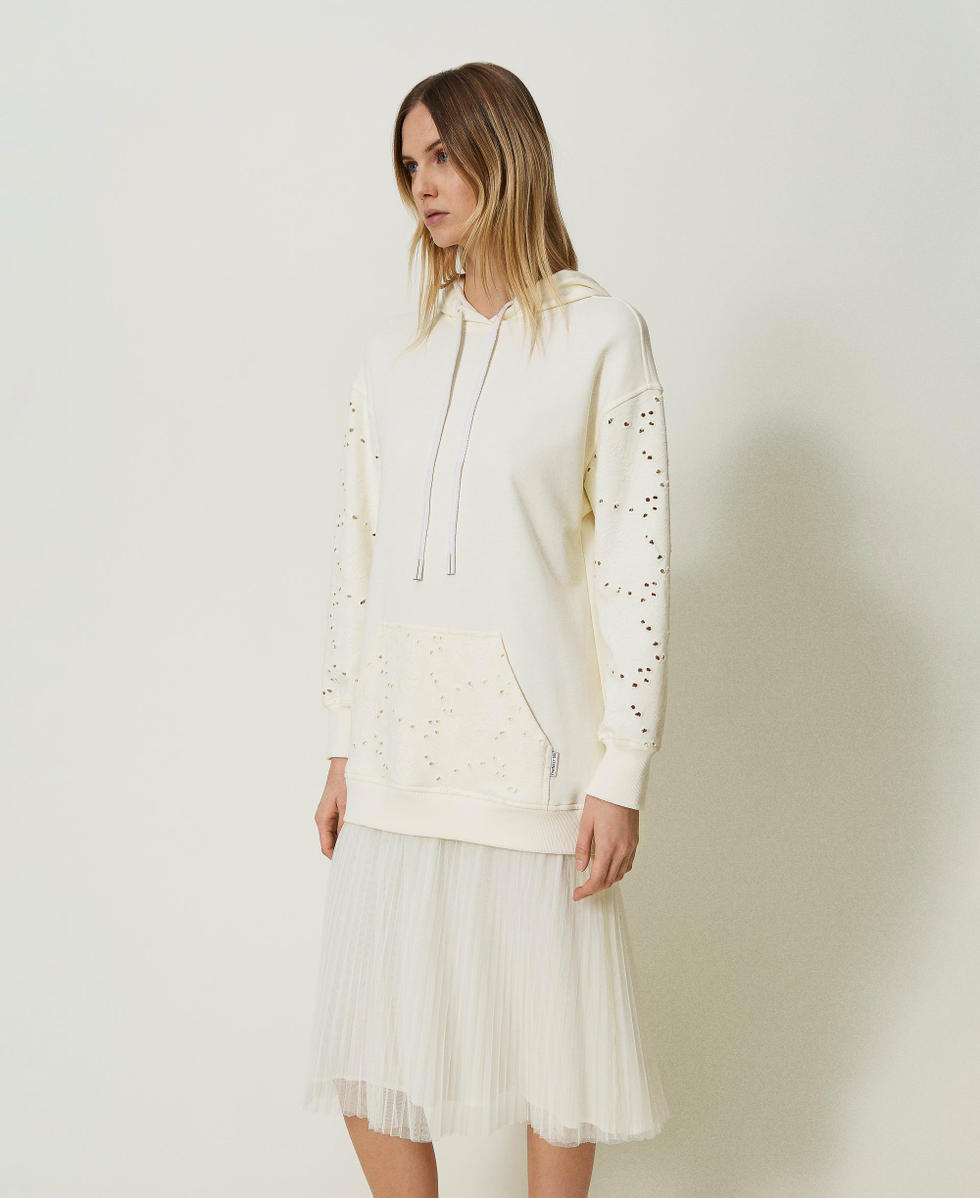 Midikleid aus Sweatstoff und T&uuml;ll