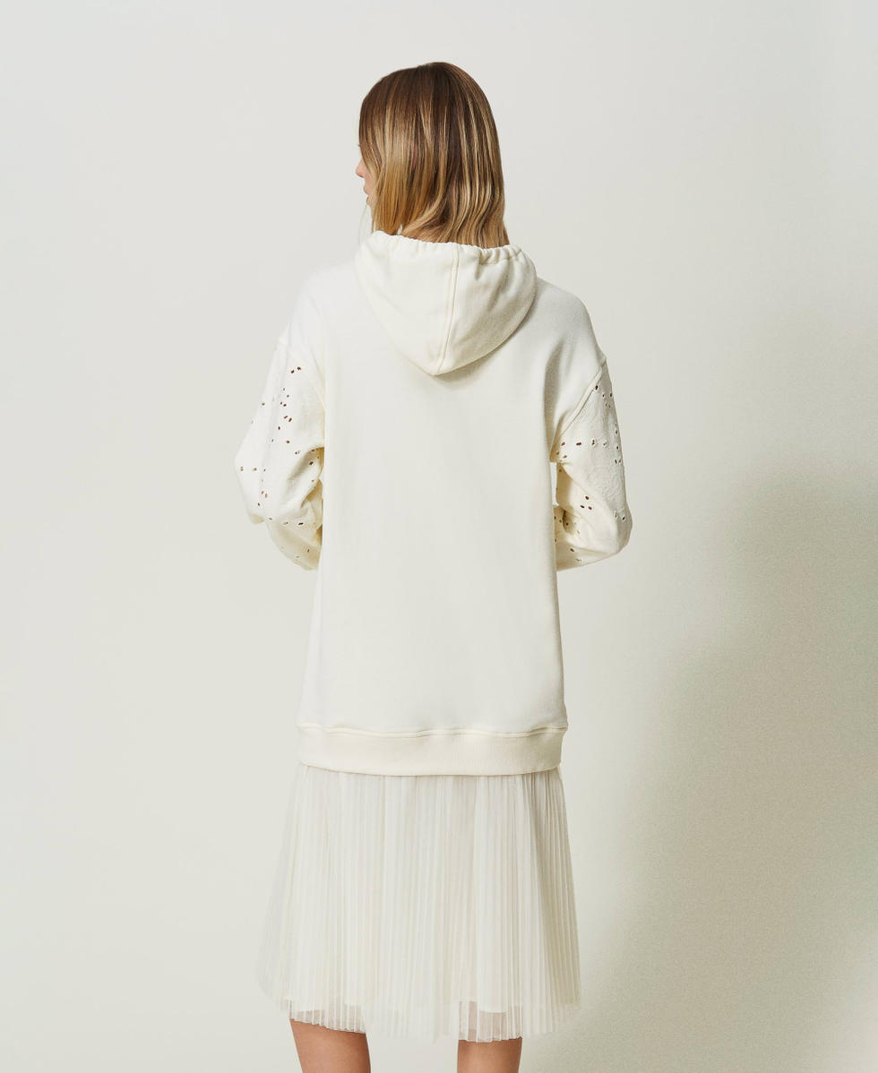 Midikleid aus Sweatstoff und T&uuml;ll