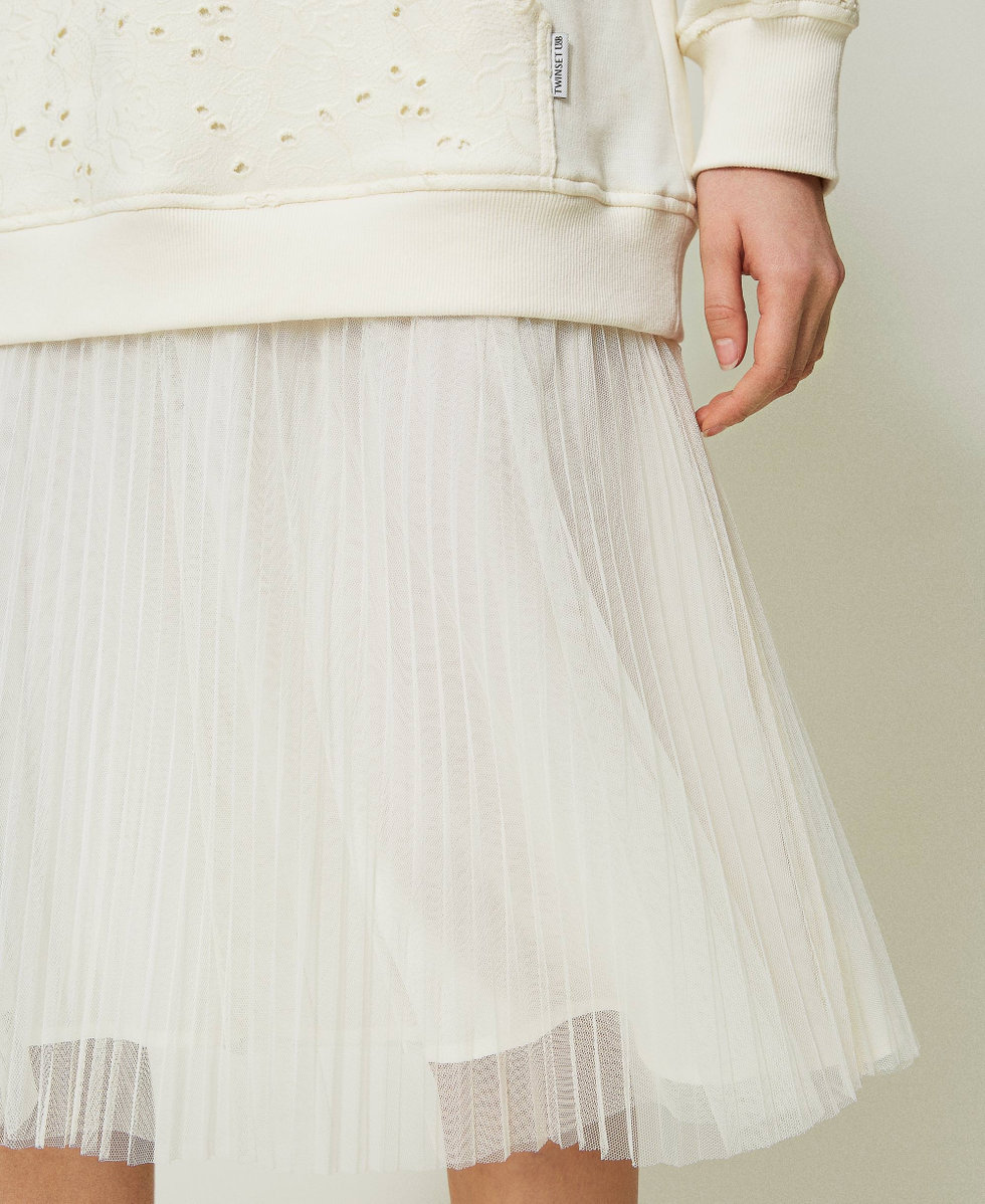 Midikleid aus Sweatstoff und T&uuml;ll