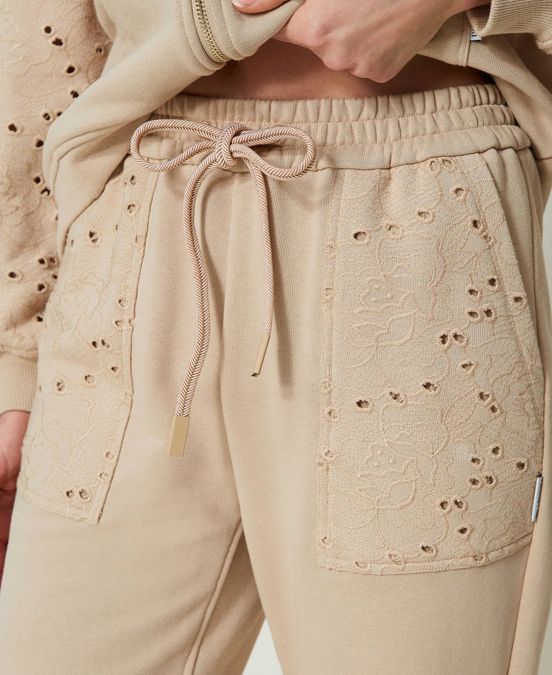 Joggers with broderie anglaise