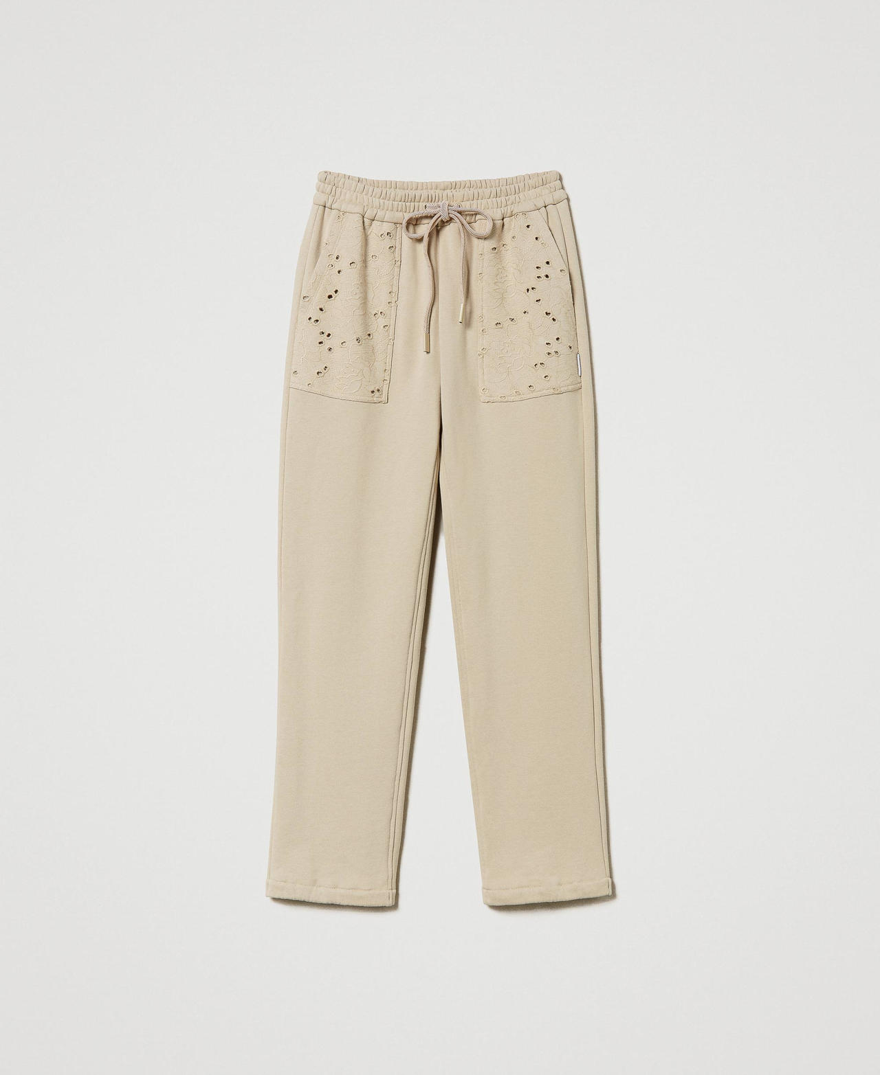 Joggers with broderie anglaise