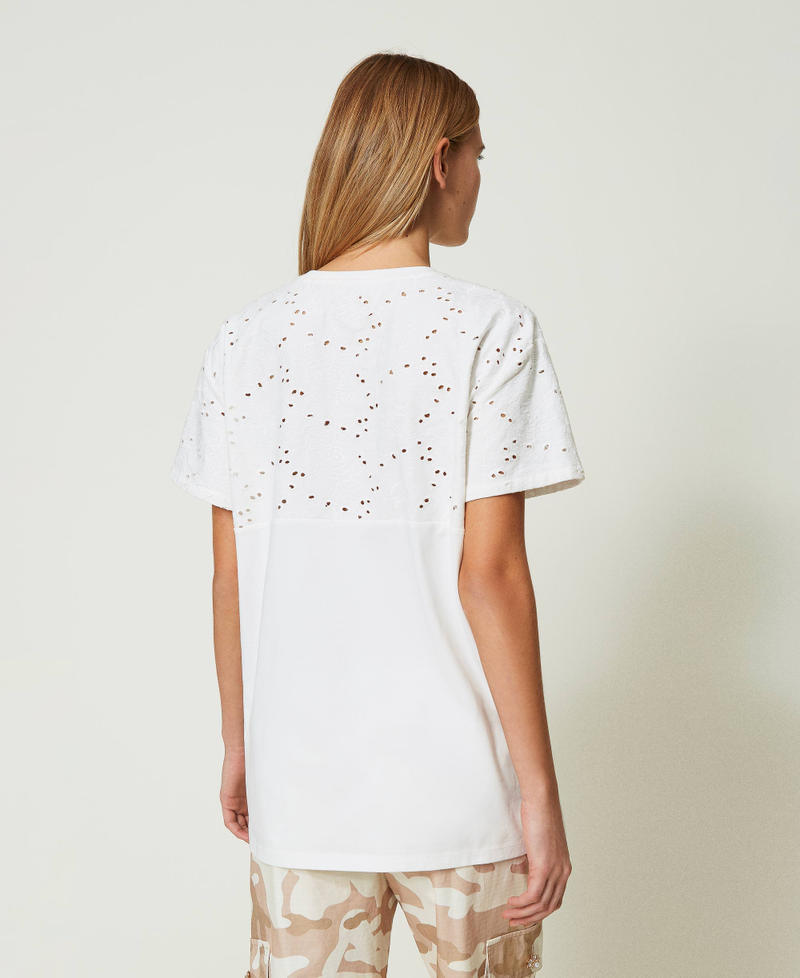 Maxi t-shirt with broderie anglaise