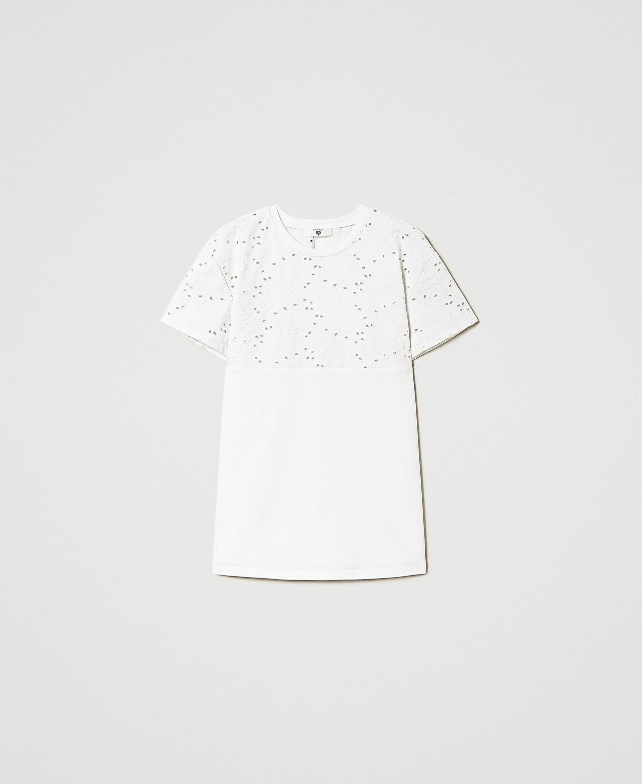 Maxi t-shirt with broderie anglaise