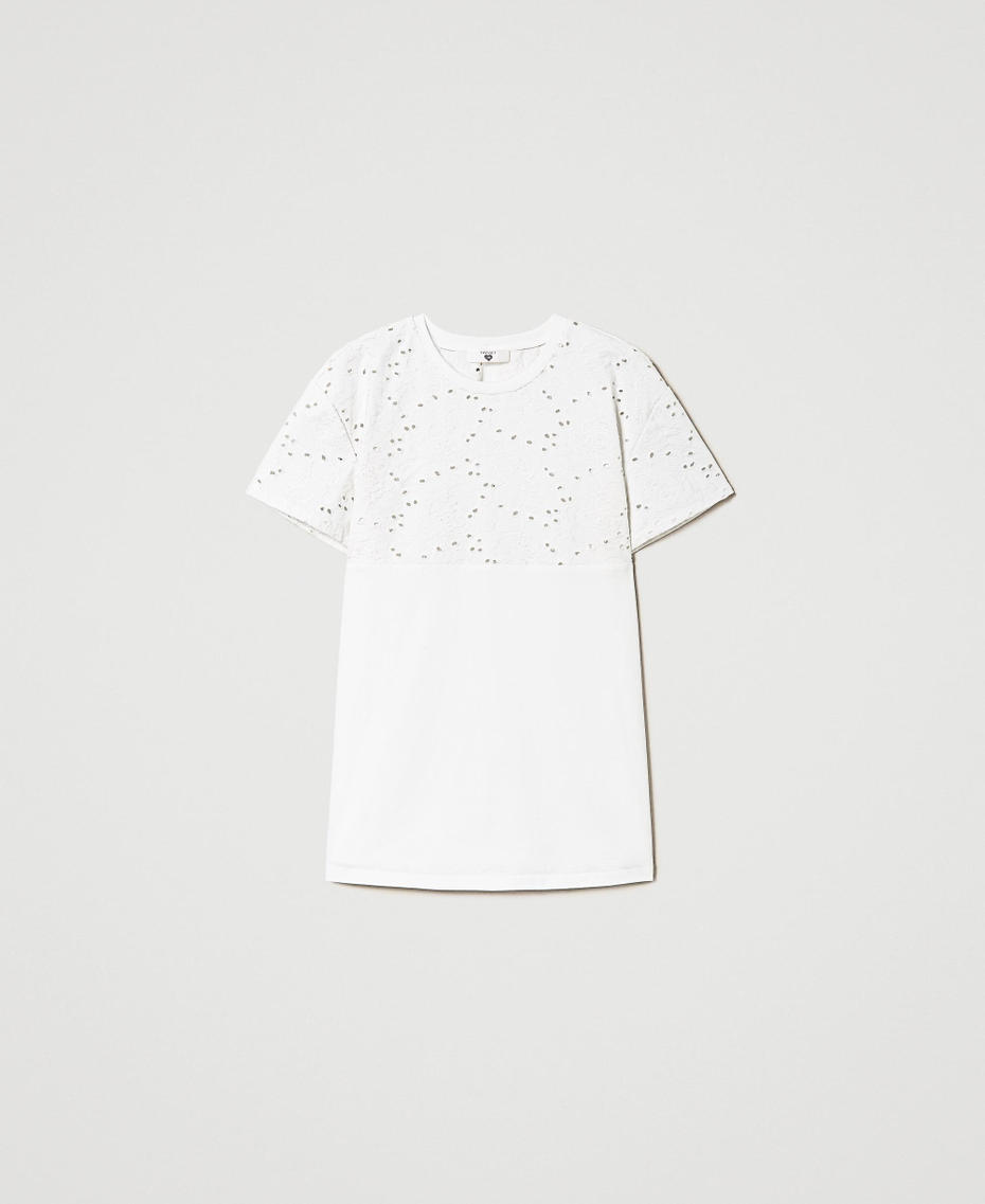 Maxi t-shirt avec broderie anglaise
