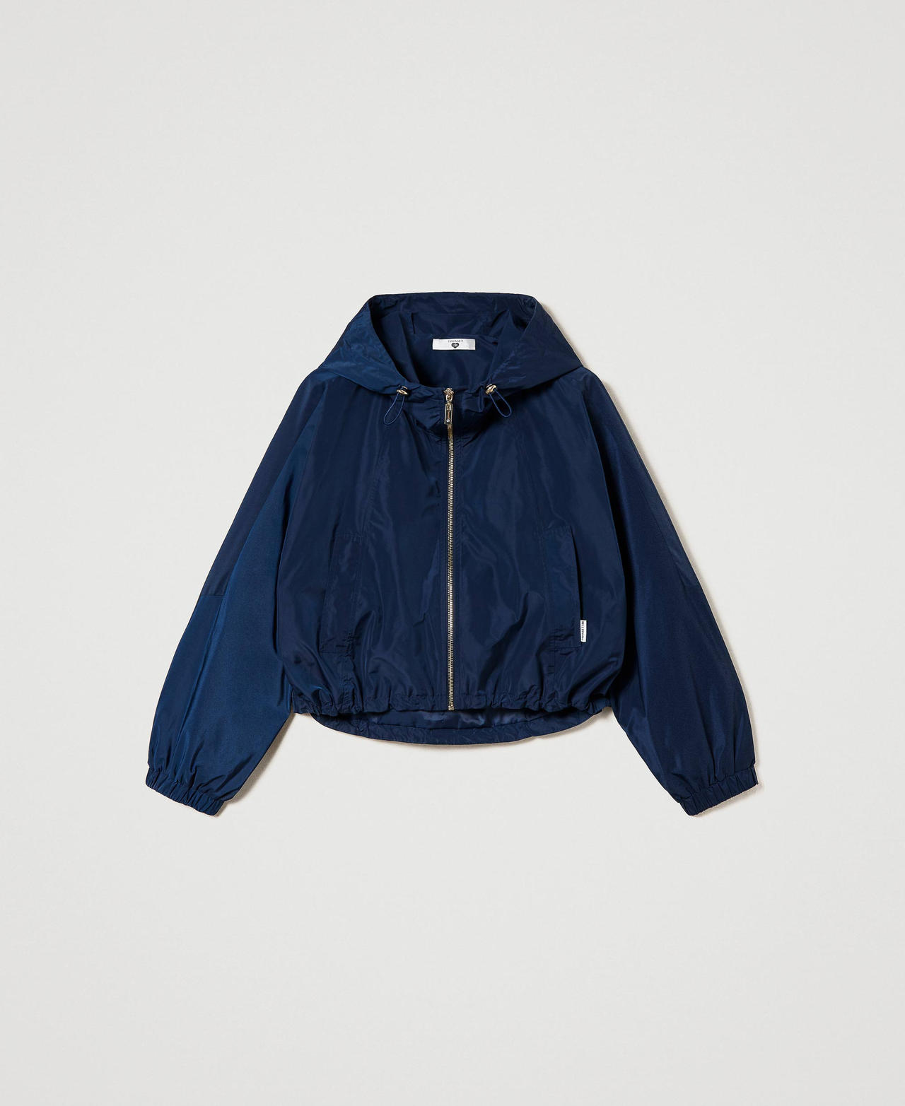 Nylon jacket with hood and zip