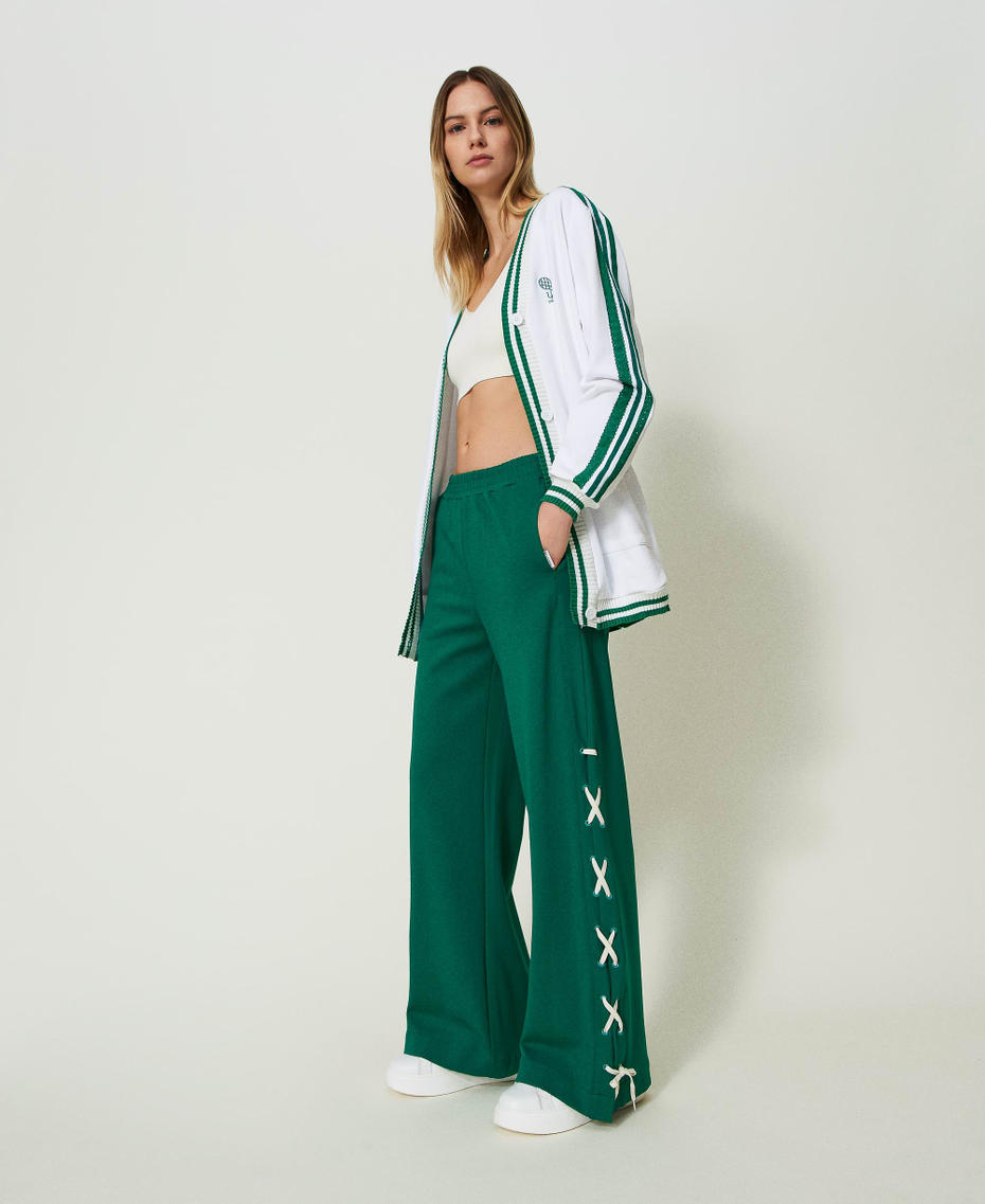 Palazzo trousers with slits “Alpine Green” Woman 241LL2MBB_11279_01