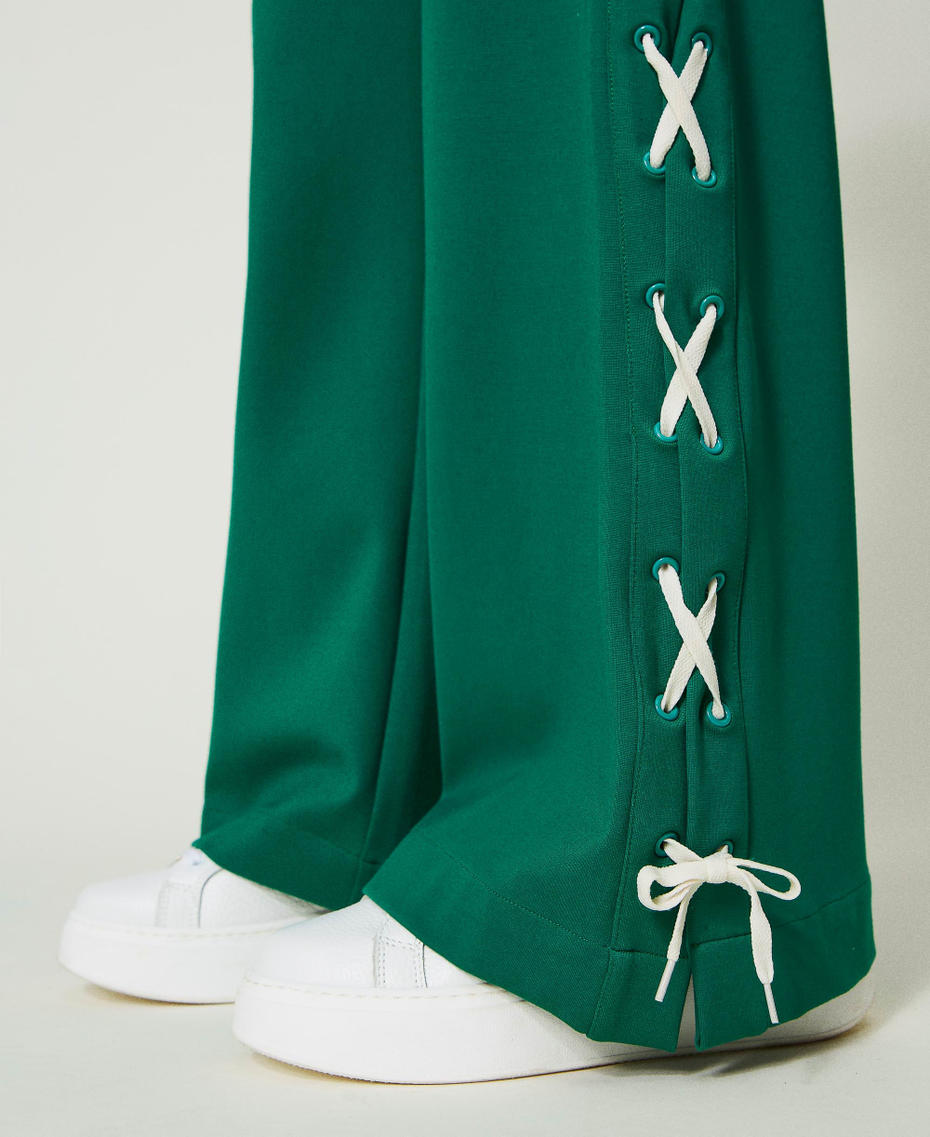 Pantaloni a palazzo con spacchi Verde "Alpine Green" Donna 241LL2MBB-04