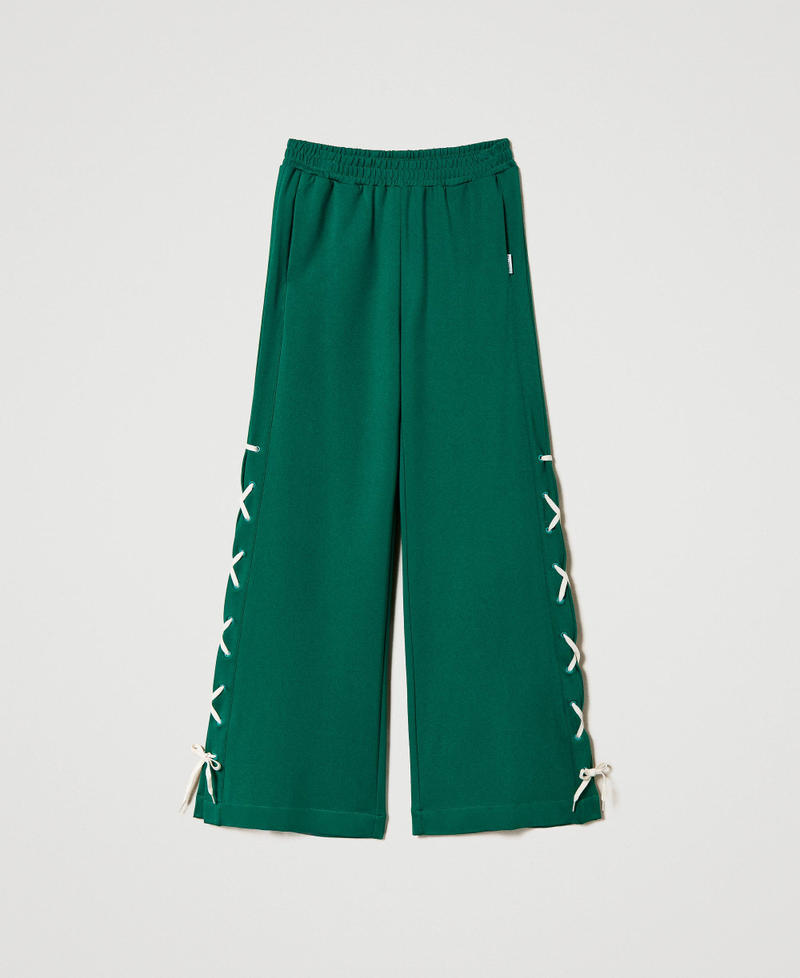 Pantaloni a palazzo con spacchi Verde "Alpine Green" Donna 241LL2MBB-0S
