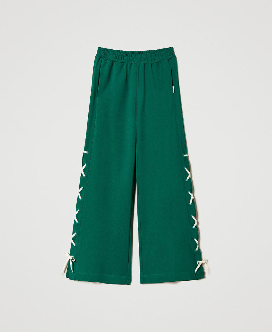 Pantaloni a palazzo con spacchi Verde "Alpine Green" Donna 241LL2MBB-0S