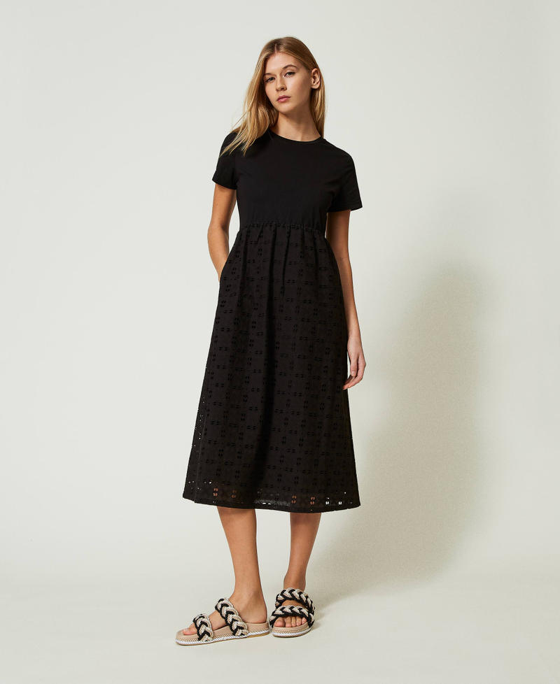Midi dress with broderie anglaise