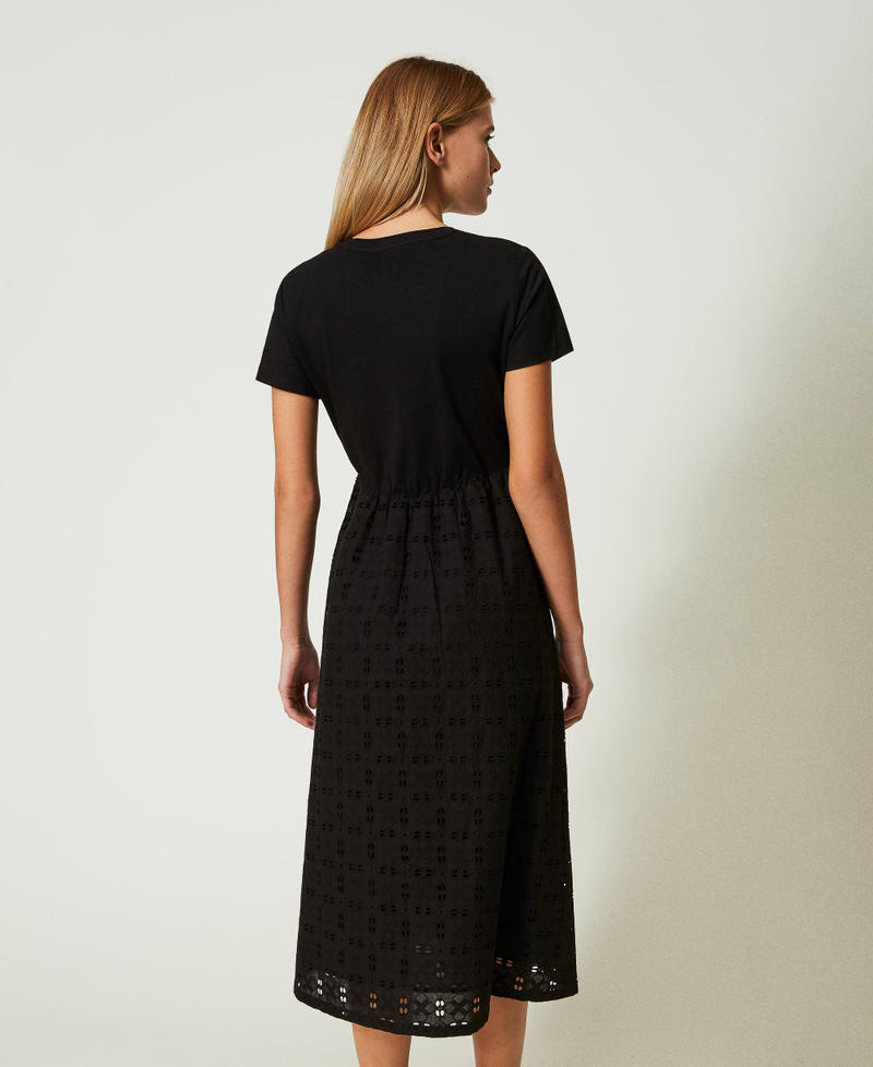 Midi dress with broderie anglaise Black Woman 241LL2NHH-03