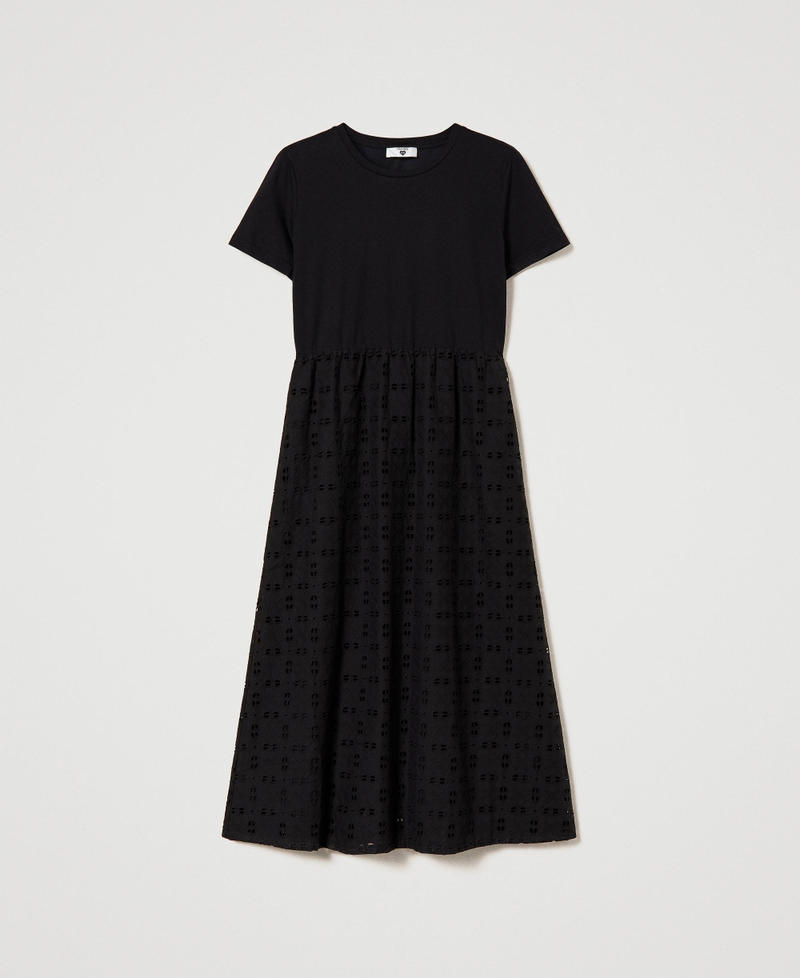 Midi dress with broderie anglaise