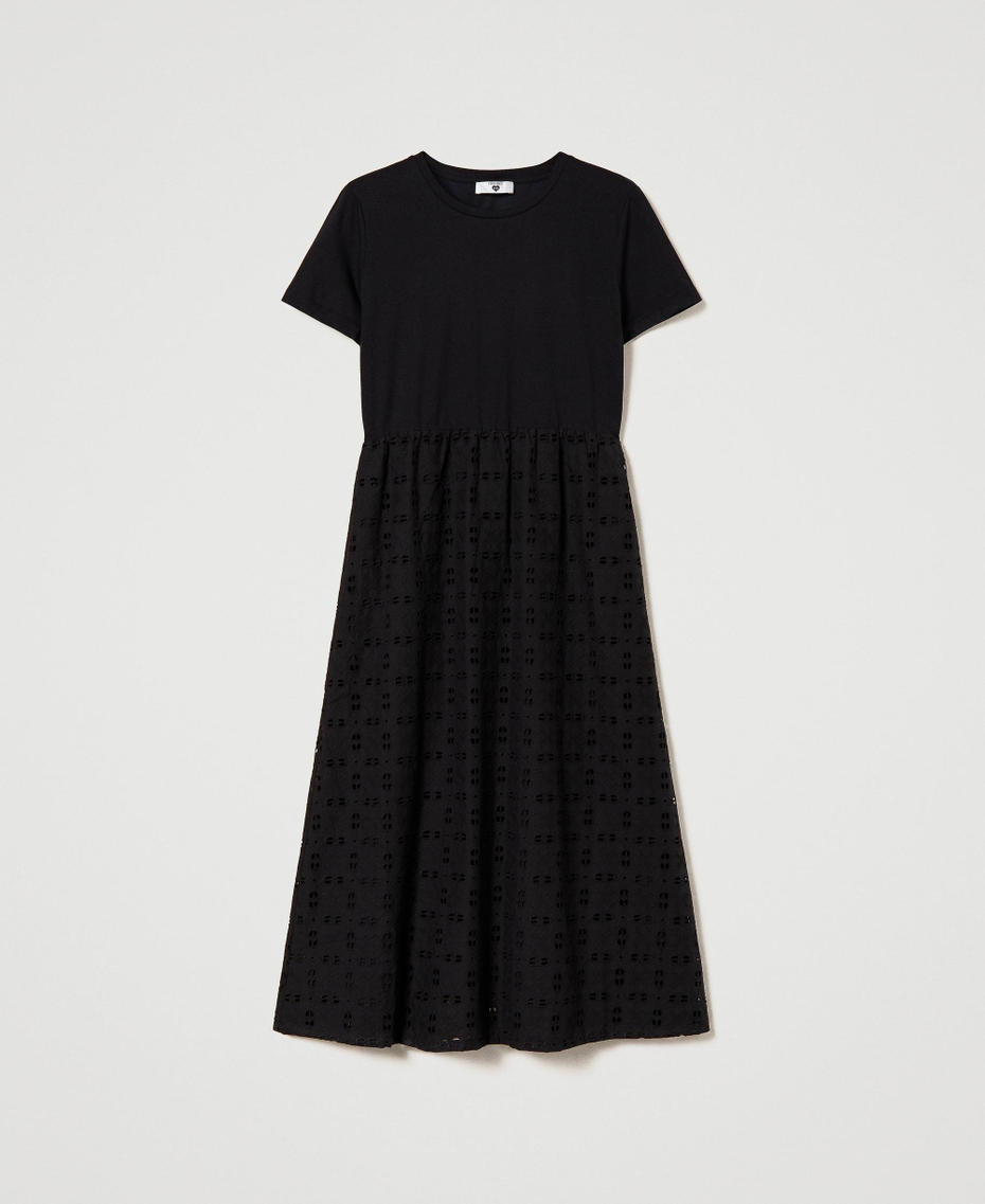 Midi dress with broderie anglaise