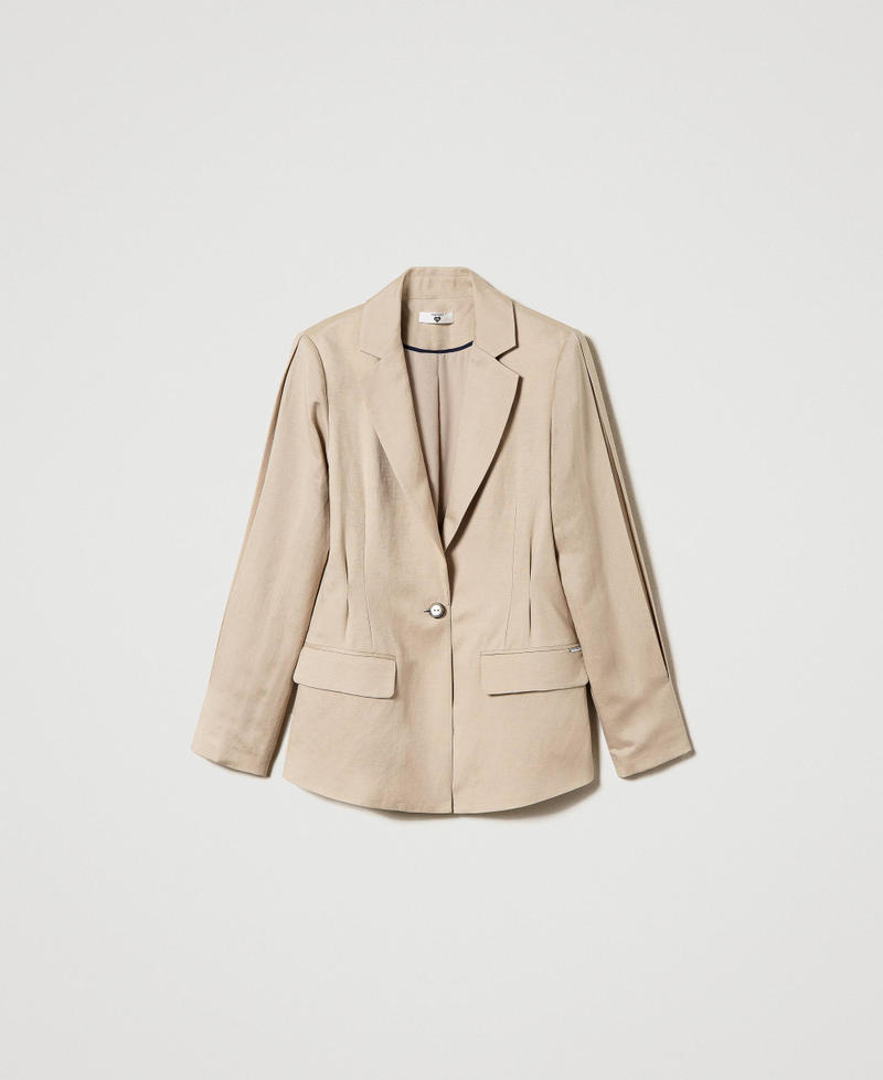 Linen blend blazer with pleats