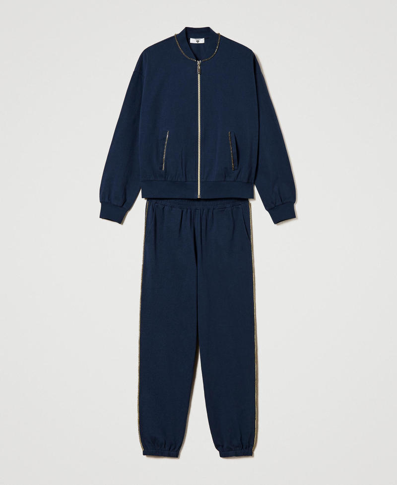 Sweatshirt and joggers with rhinestones