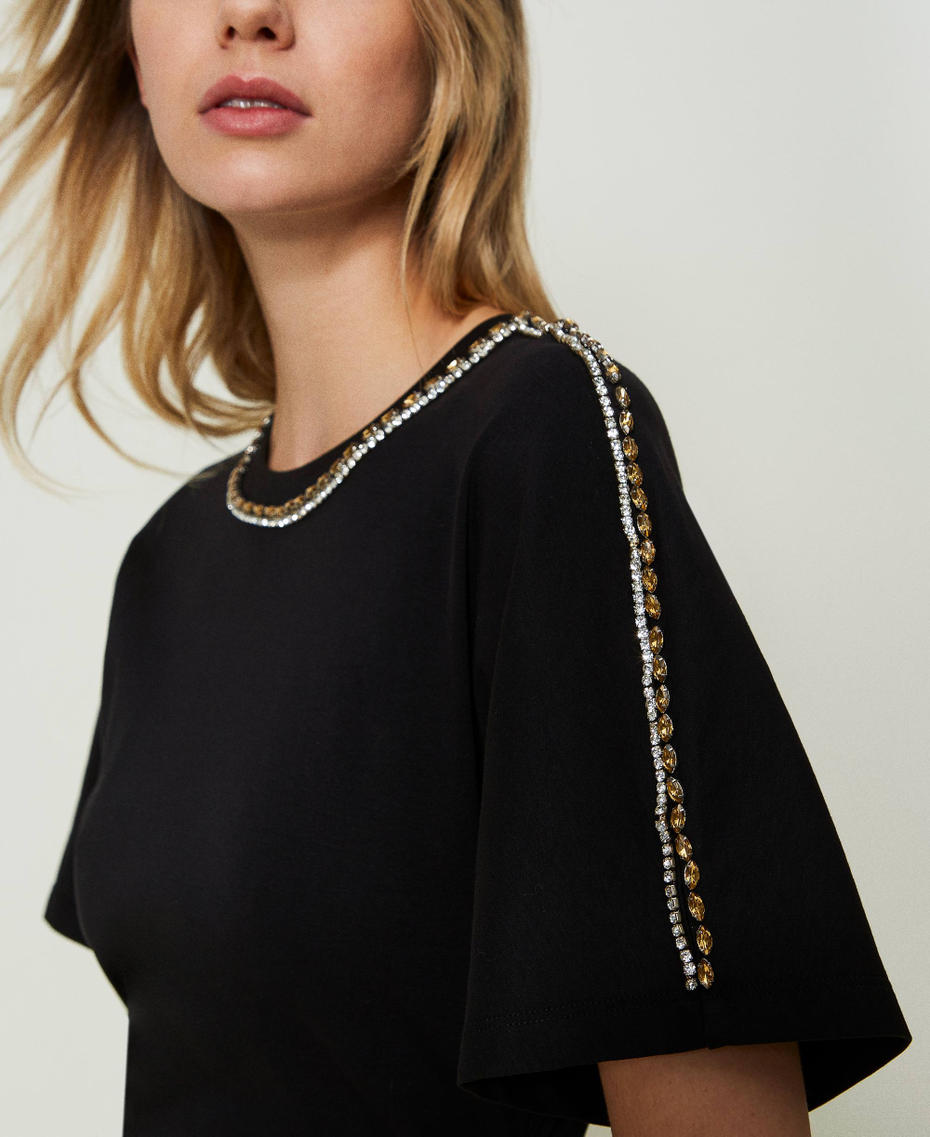 Midi dress with rhinestones and bezels