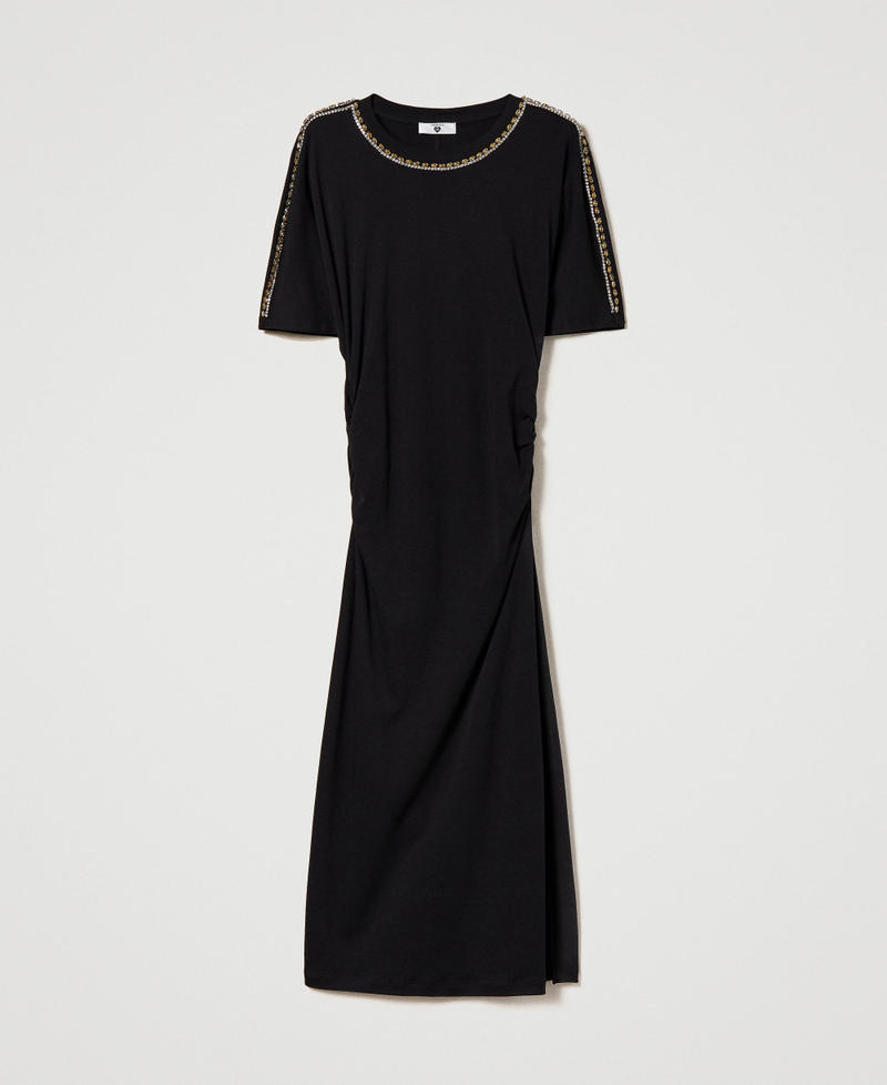 Midi dress with rhinestones and bezels