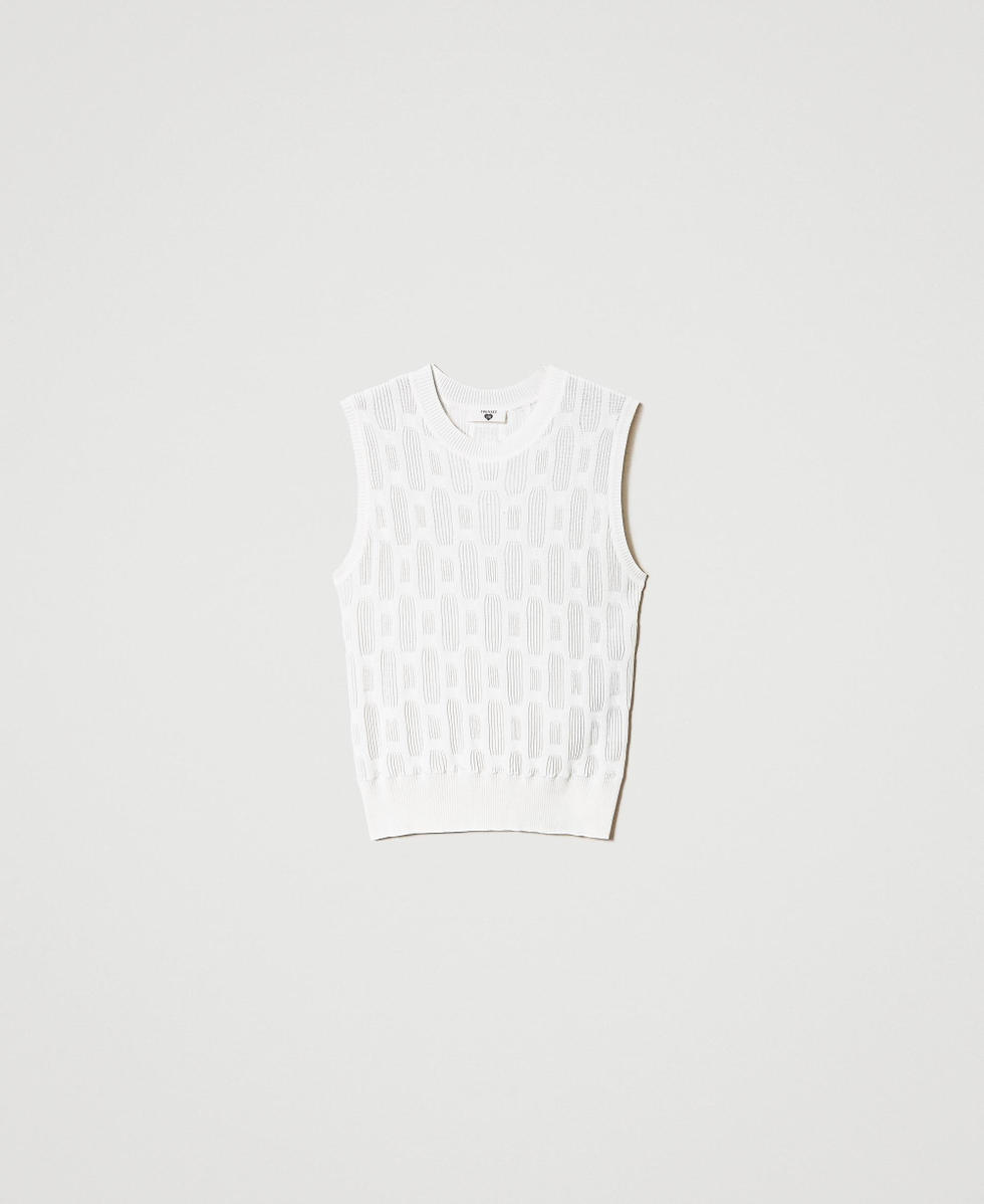 Knit top with geometric motif Off White Woman 241LL31AA_00526_S0