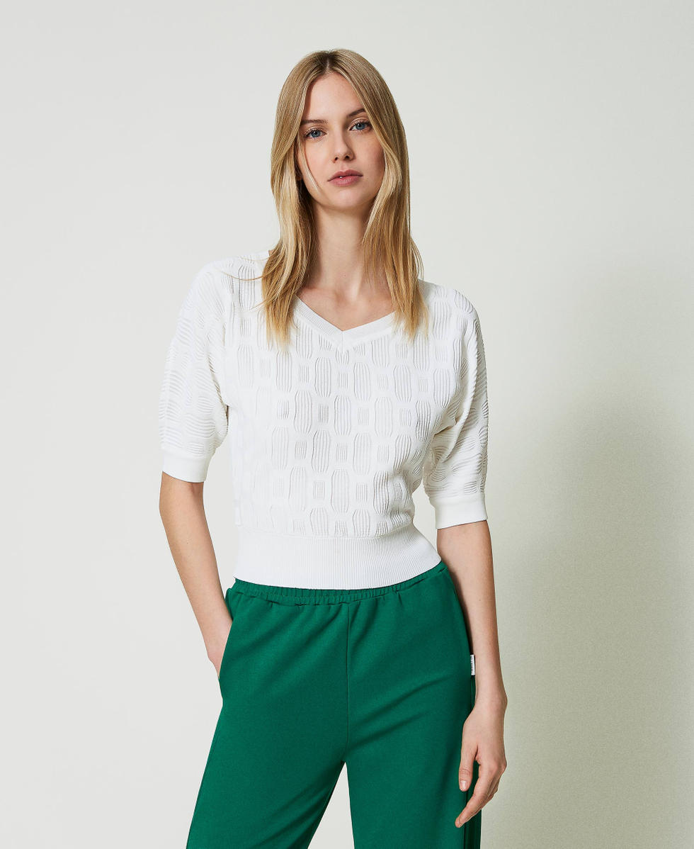 Maglia con motivo geometrico Off White Donna 241LL31BB_00526_01