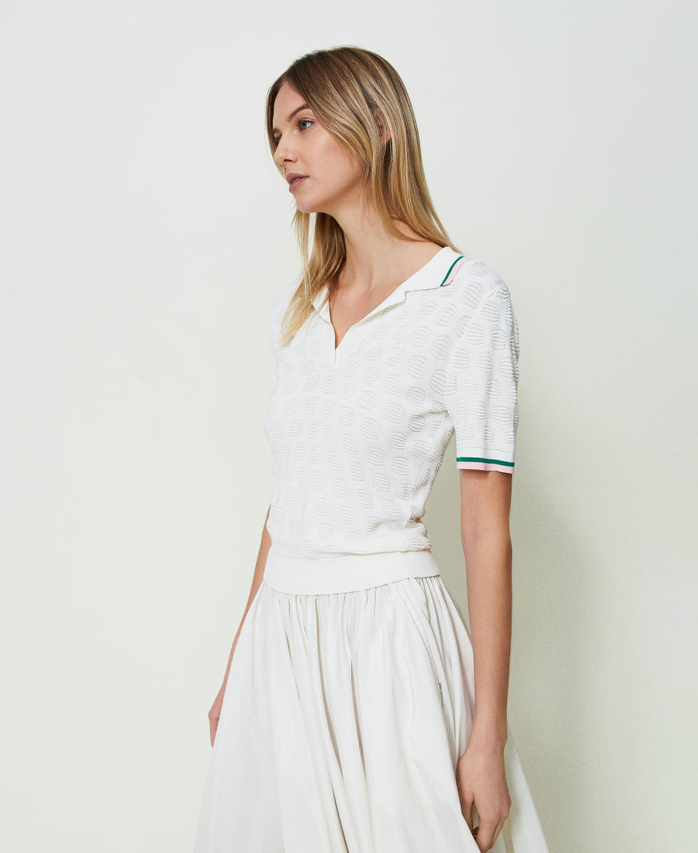 Pull polo avec motif g&eacute;om&eacute;trique et rayures Off White Femme 241LL31CC_00526_02