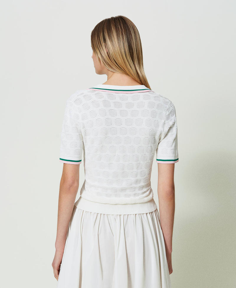 Pull polo avec motif géométrique et rayures