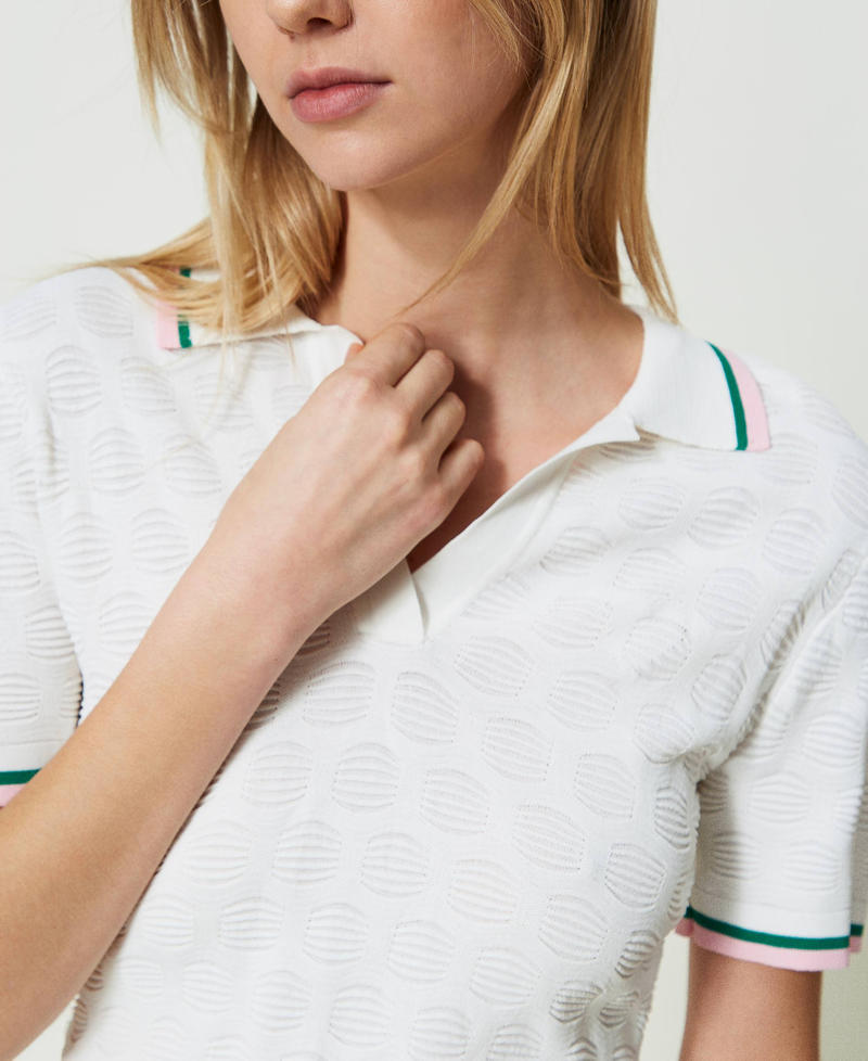 Pull polo avec motif géométrique et rayures