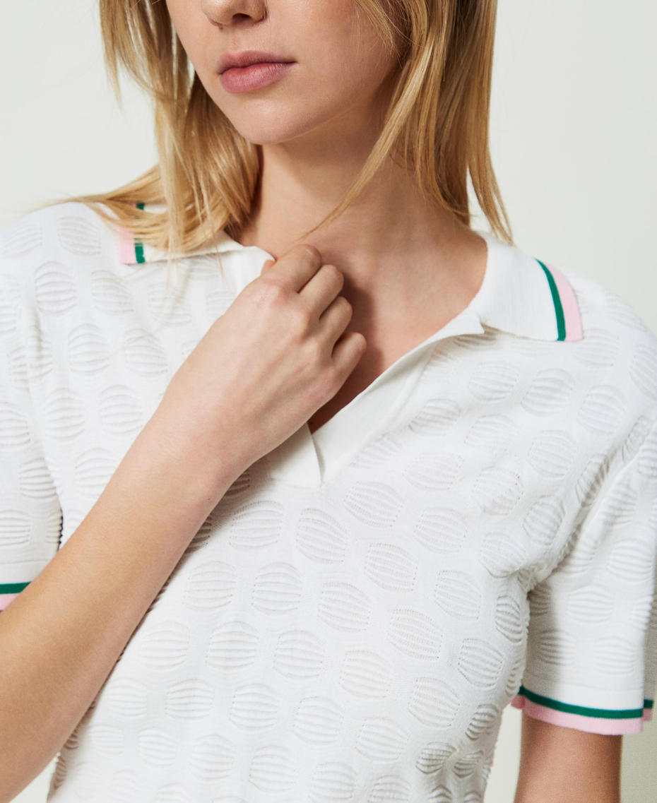Рубашка-поло с геометрическим узором и полосками Off White женщина 241LL31CC-04