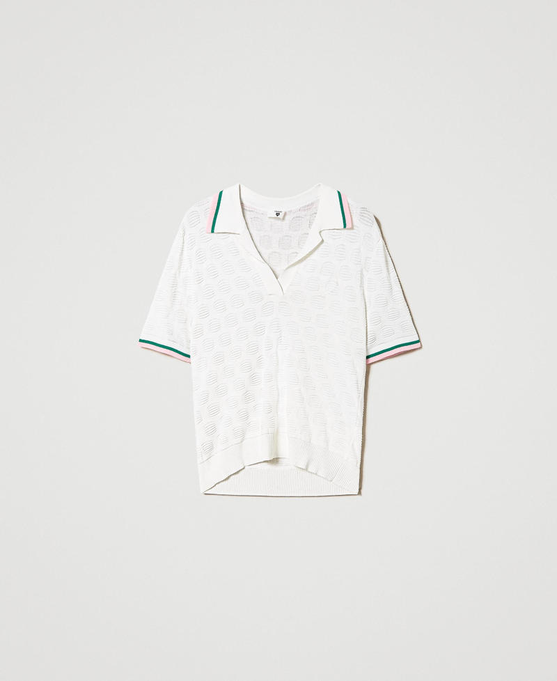 Pull polo avec motif géométrique et rayures
