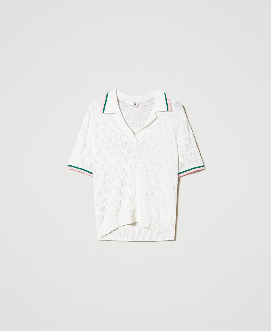 Pull polo avec motif géométrique et rayures