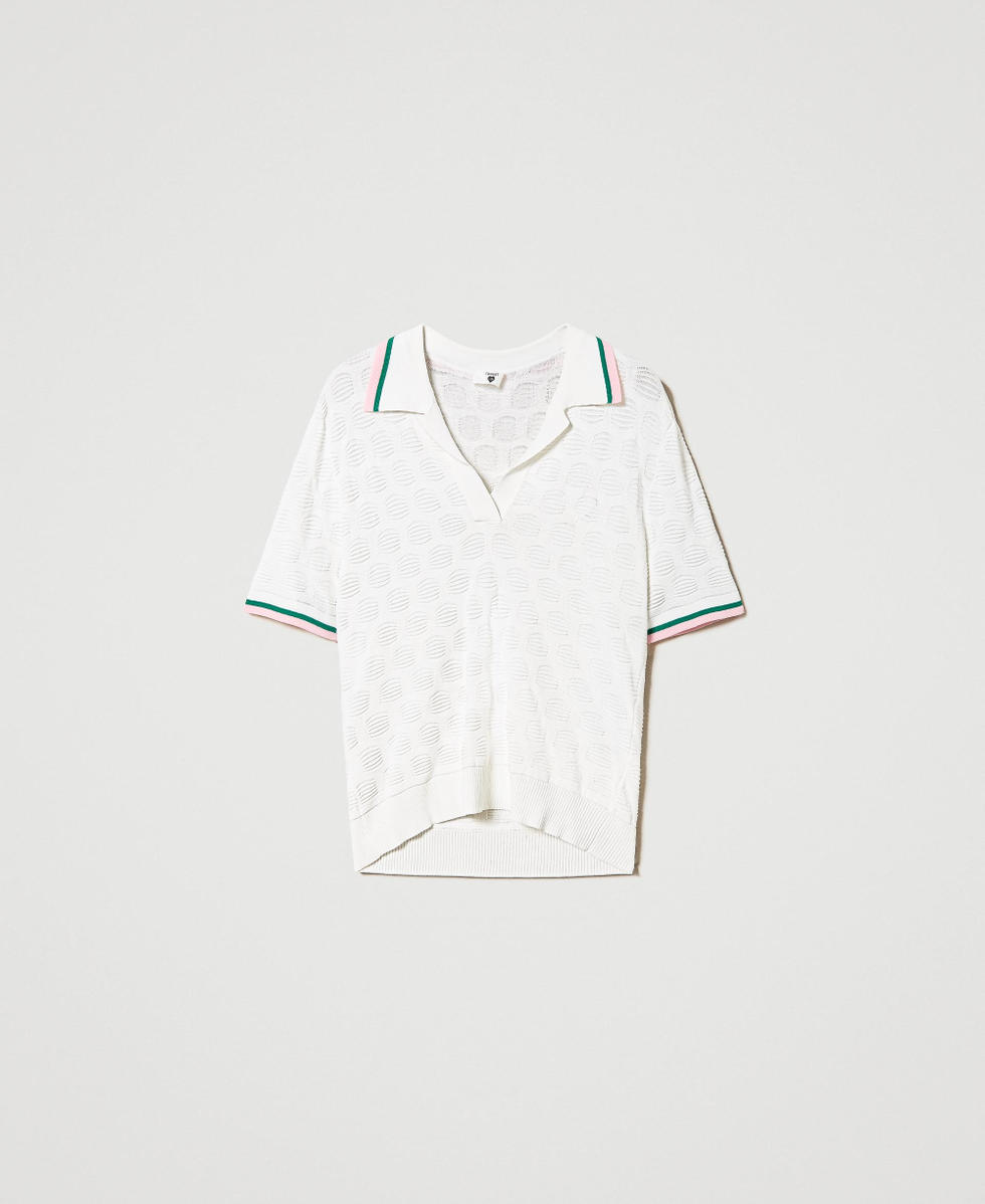 Pull polo avec motif g&eacute;om&eacute;trique et rayures Off White Femme 241LL31CC_00526_S0