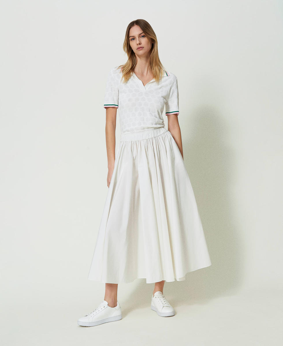 Pull polo avec motif g&eacute;om&eacute;trique et rayures Off White Femme 241LL31CC_00526_T0