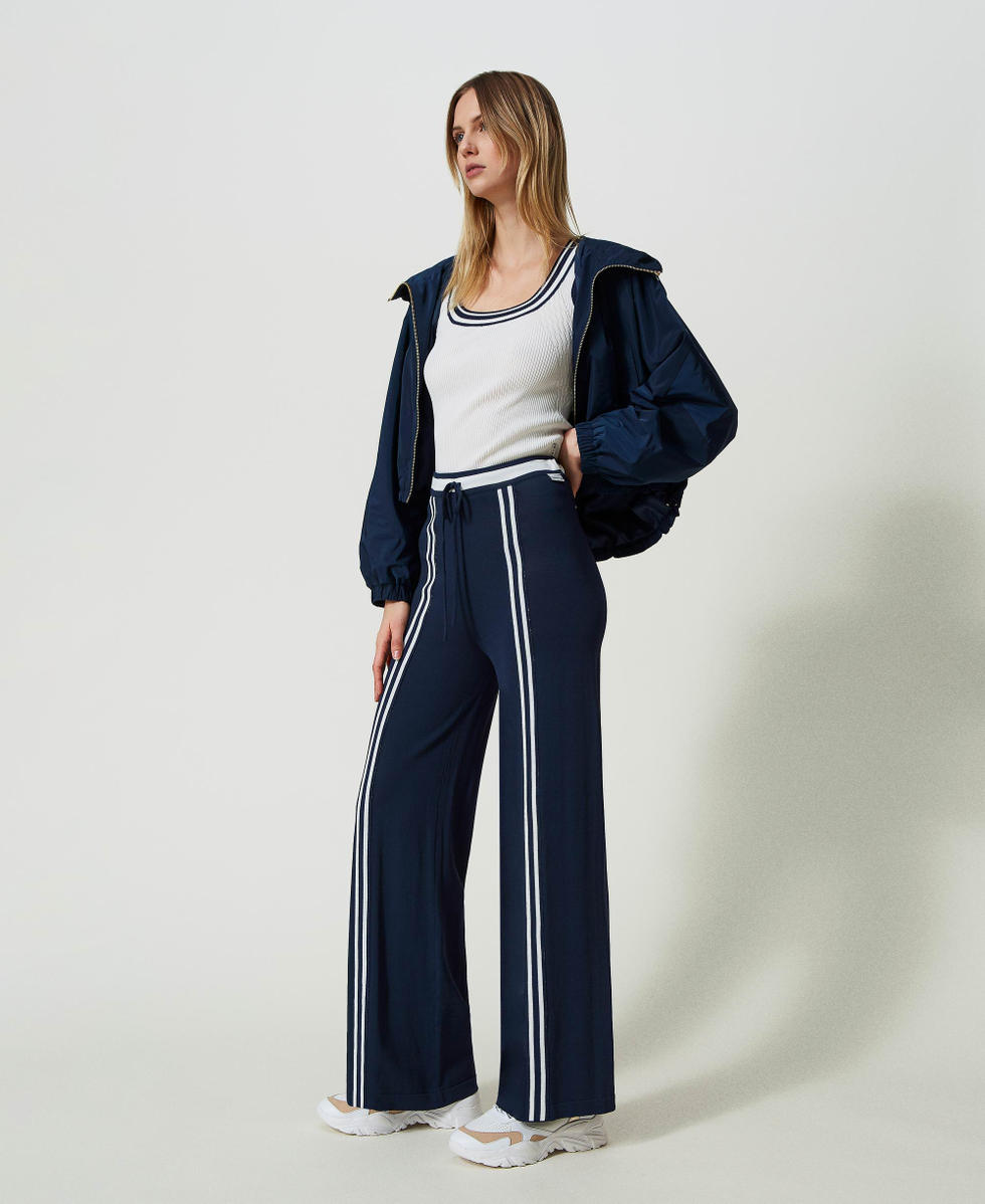 Palazzo trousers with contrasting stripes
