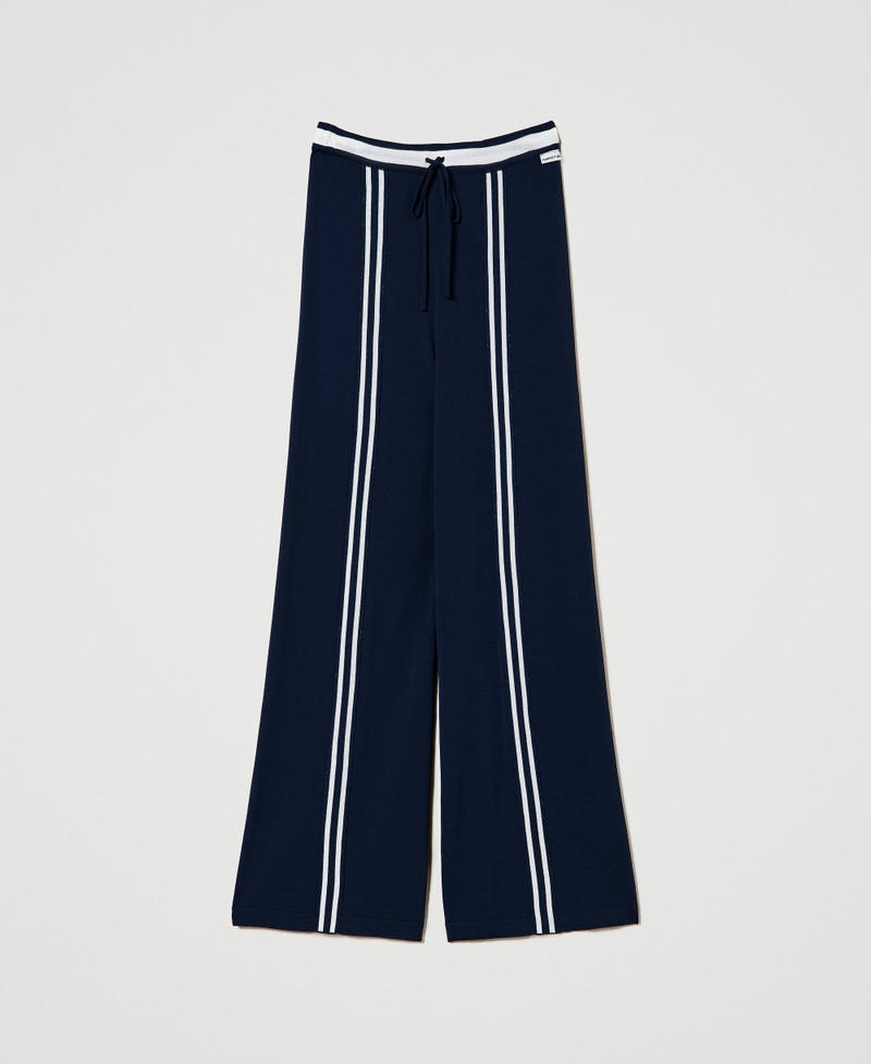 Palazzo trousers with contrasting stripes Two-tone Dress Blue / Off White Woman 241LL35CC-0S