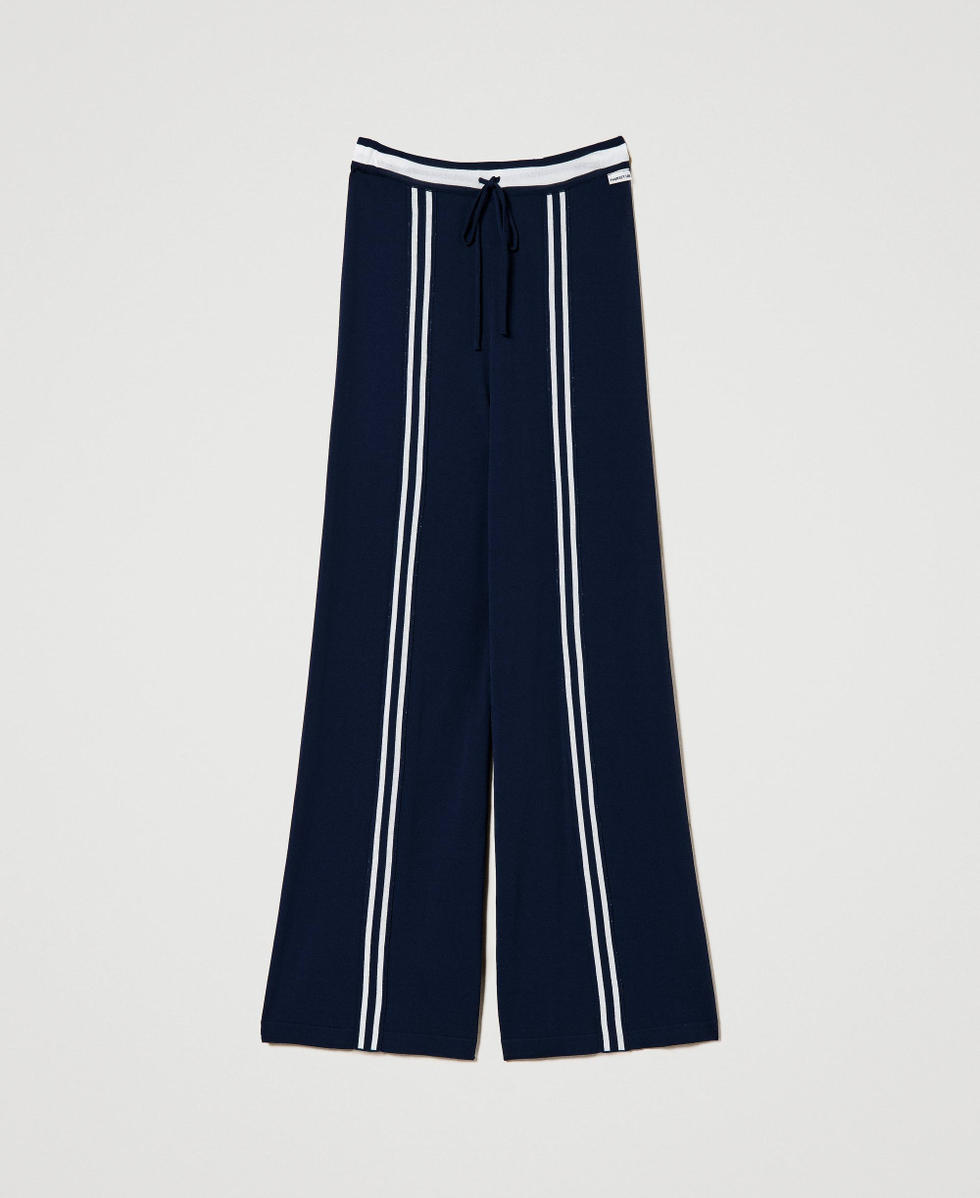 Palazzo trousers with contrasting stripes