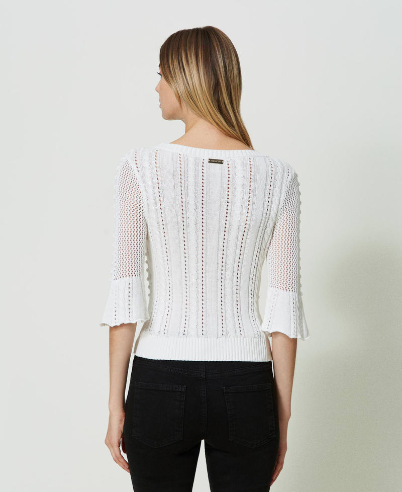 Mixed stitch and cable knit jumper Off White Woman 241LL37AA-03