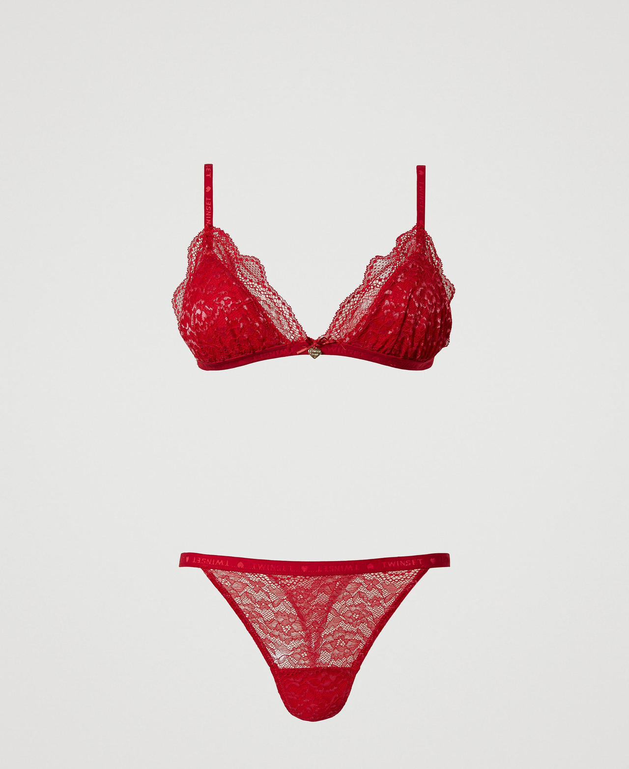 Lace triangle bra and g-string set Tango Red Woman 241LL6A22_10766_0S