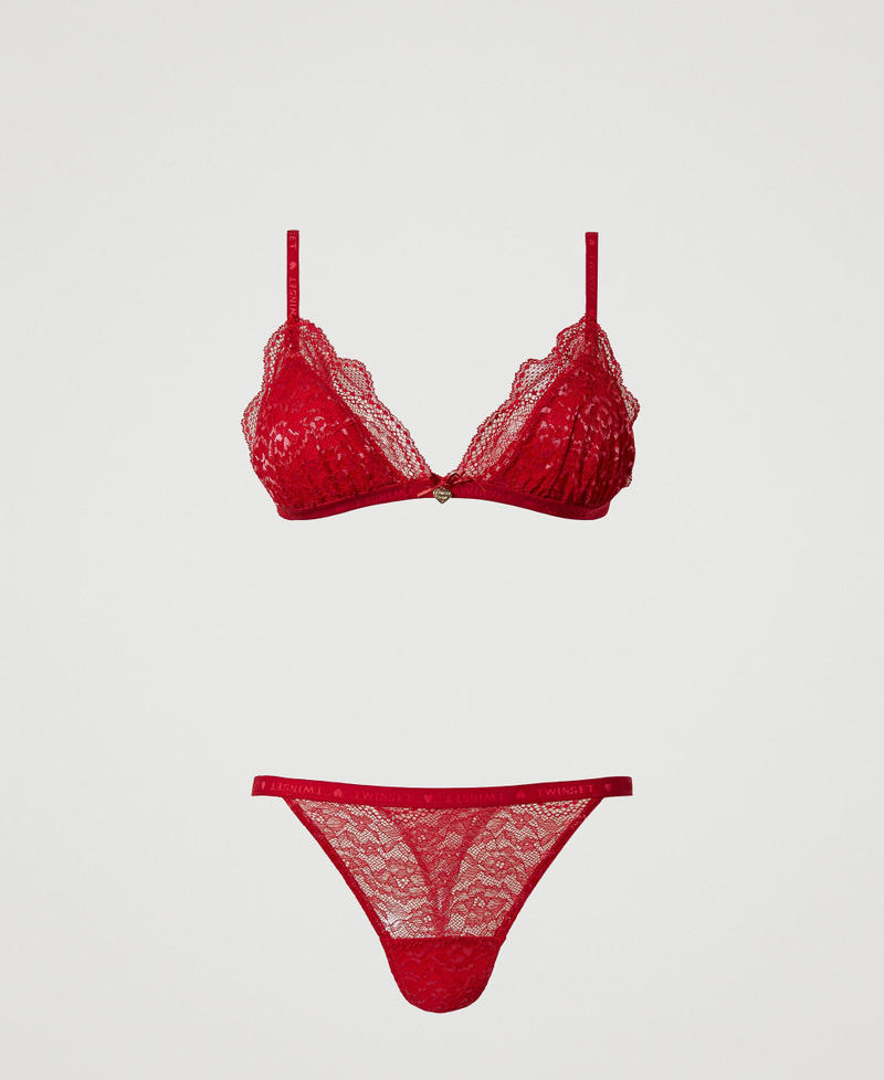 Lace triangle bra and g-string set